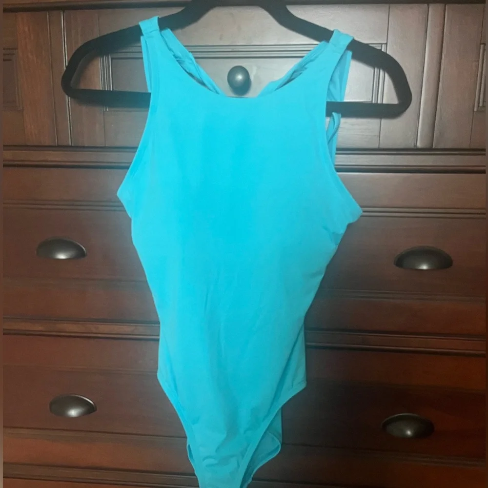 Aqua Blue high neck Women's Swimsuit by Tommy Bahama - Picture 4 of 10